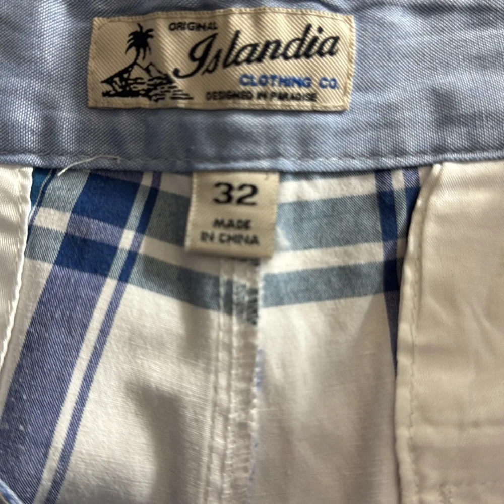 Islandia Clothing Co. Classic Blue and White Plaid Flat Front Shorts Size 32 - Picture 7 of 7